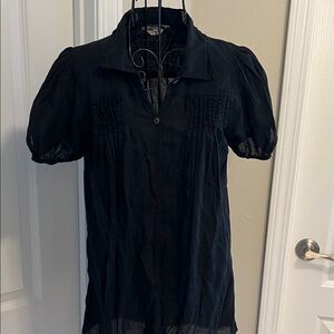 Hard Tail Black Blouse with Puff Sleeves